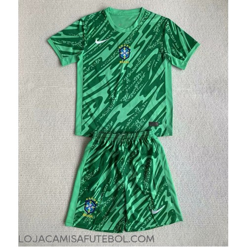 Camisa de Futebol Brasil Goleiro Equipamento Principal Infantil Copa America 2024 Manga Curta (+ Calças curtas)